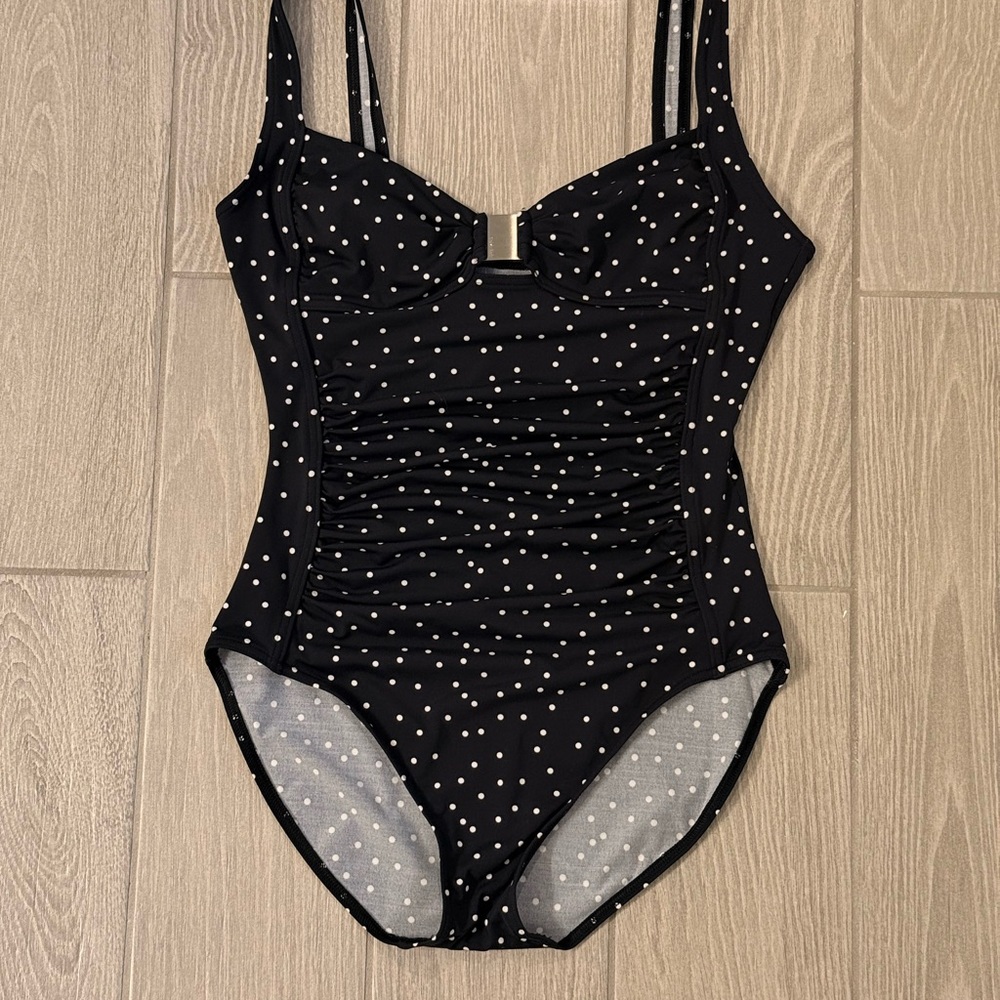 Black Polka Dot One-Piece CK Size 4-6 Swimsuit